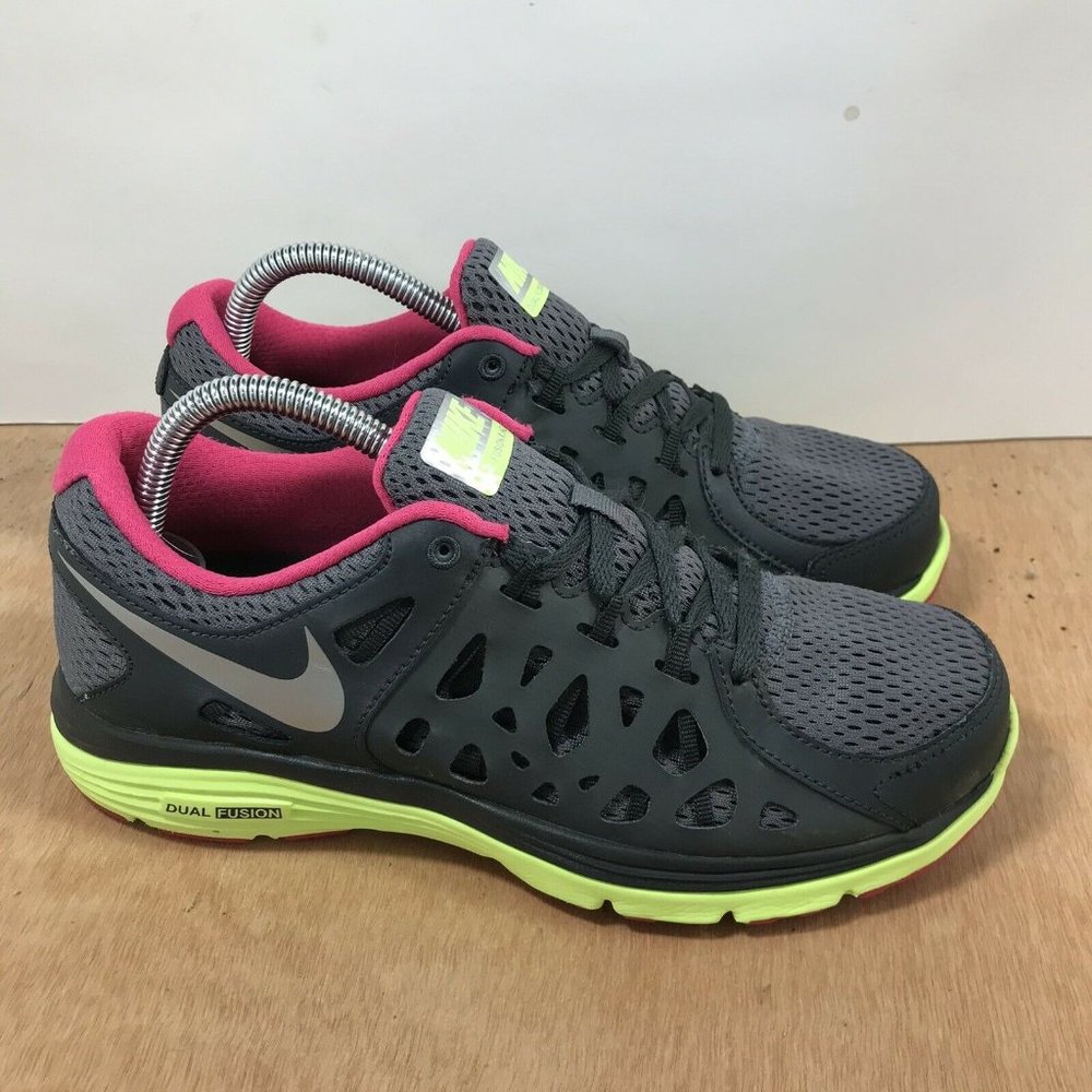 Nike Dual Fusion Run 2 Gray/Pink Athletic Shoes #599564-009 Women Size 8.5